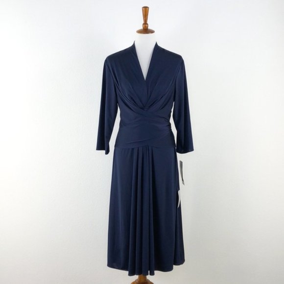 Eliza J Dresses & Skirts - Eliza J Navy Blue Stretchy Multi Wear Wrap Dress
